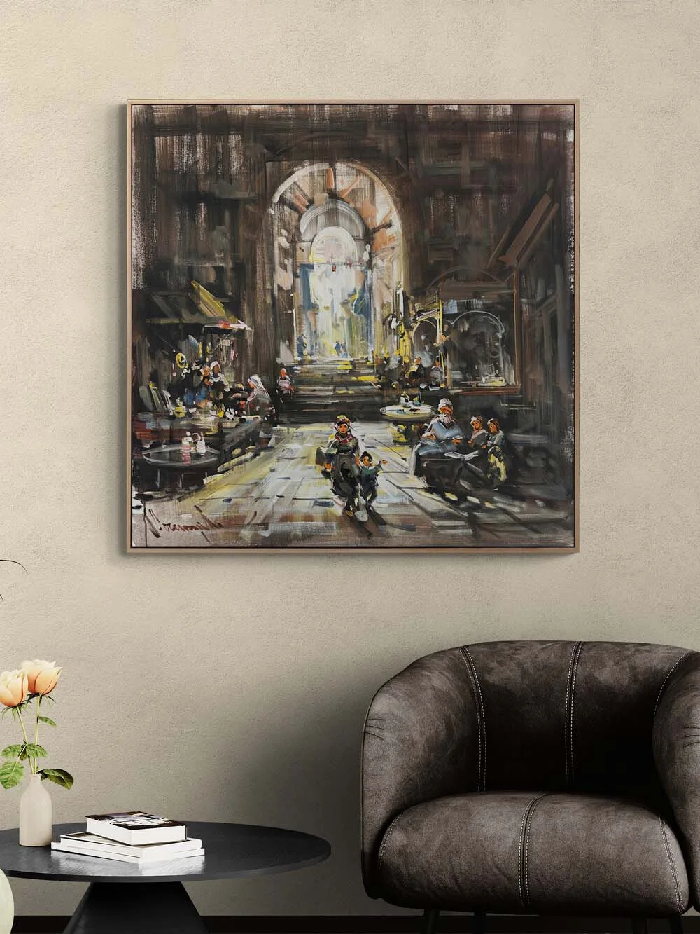 Bir Gün Çarşıda Yağlı Boya Tablosu