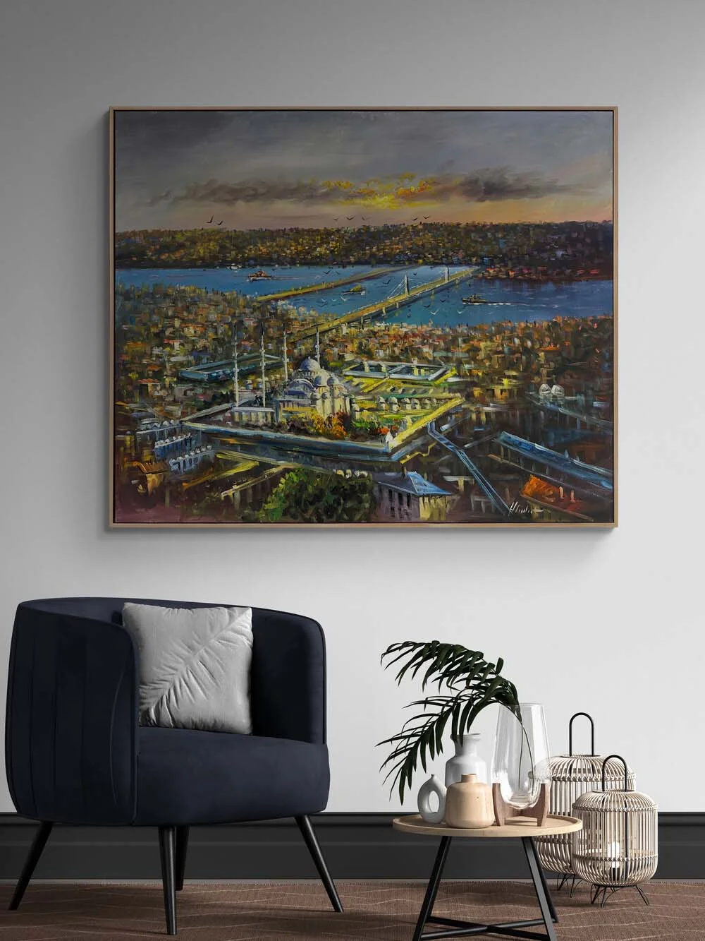 Haliçten Süleymaniye Cami Yağlı Boya Tablosu