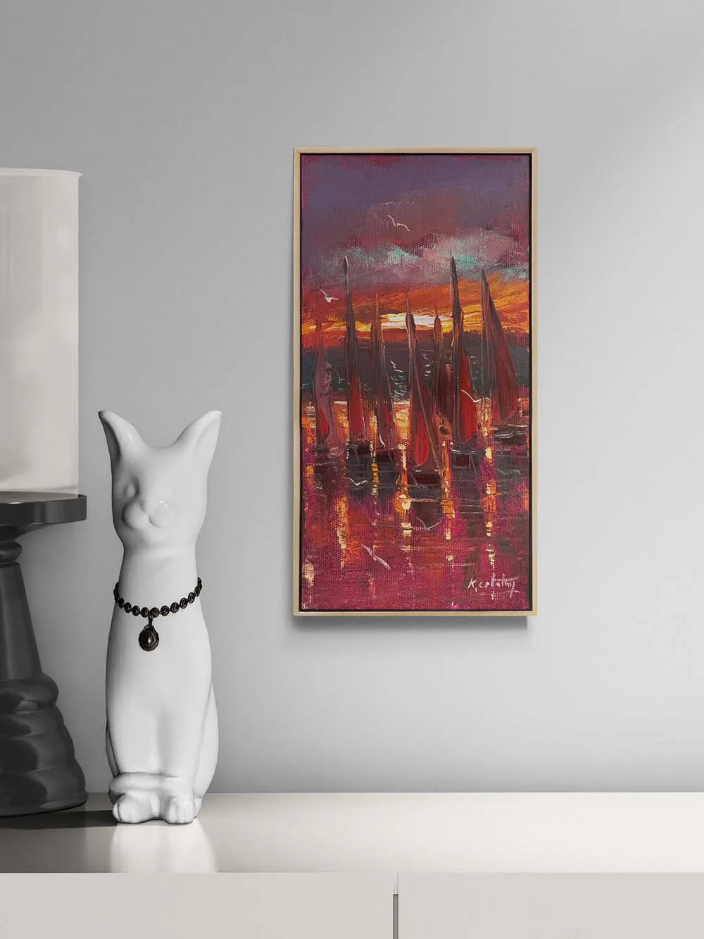 Kırmızı Yelkenler Yağlı Boya Tablosu