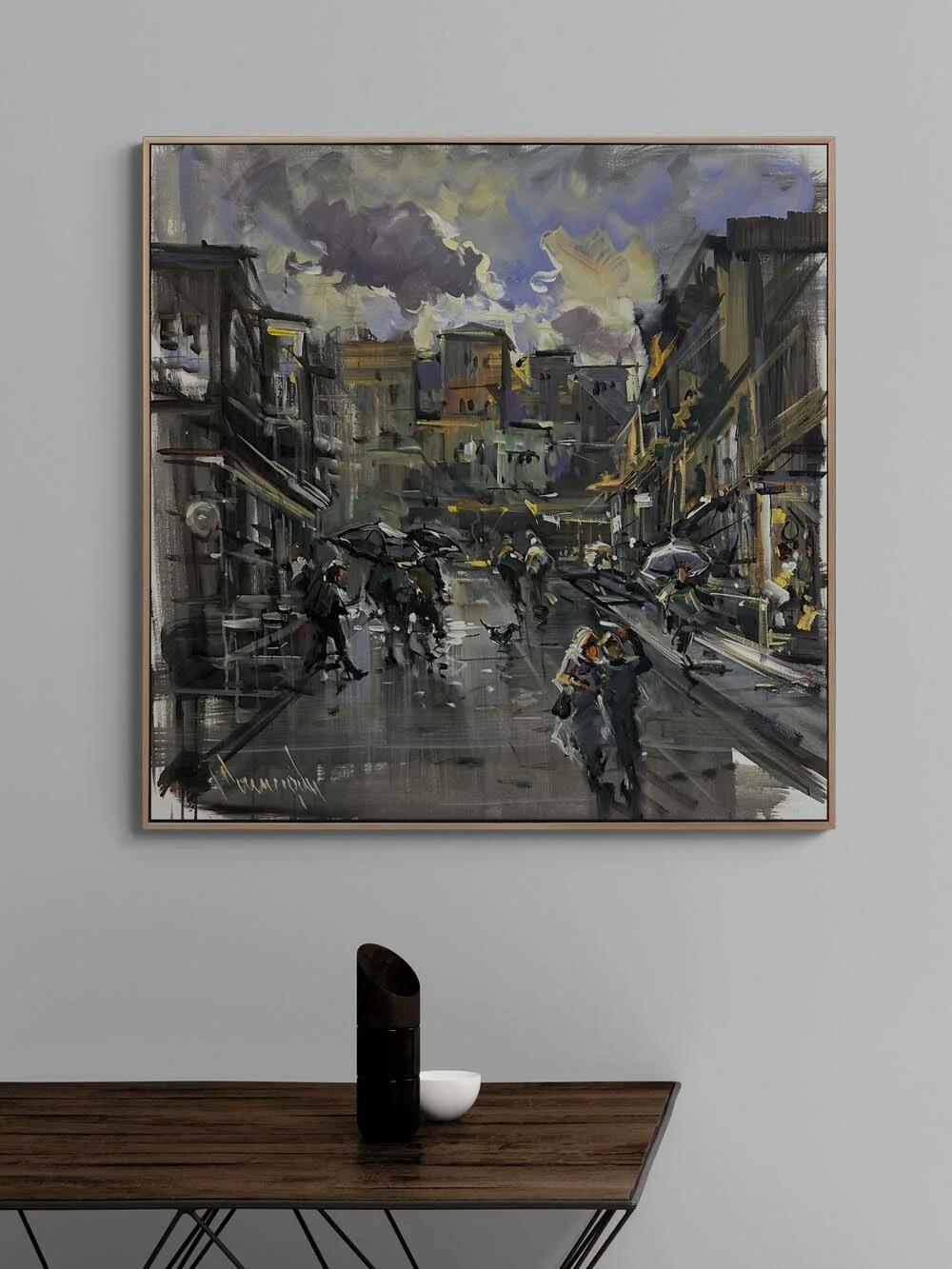 The Flow of Time in the Street Oil Painting