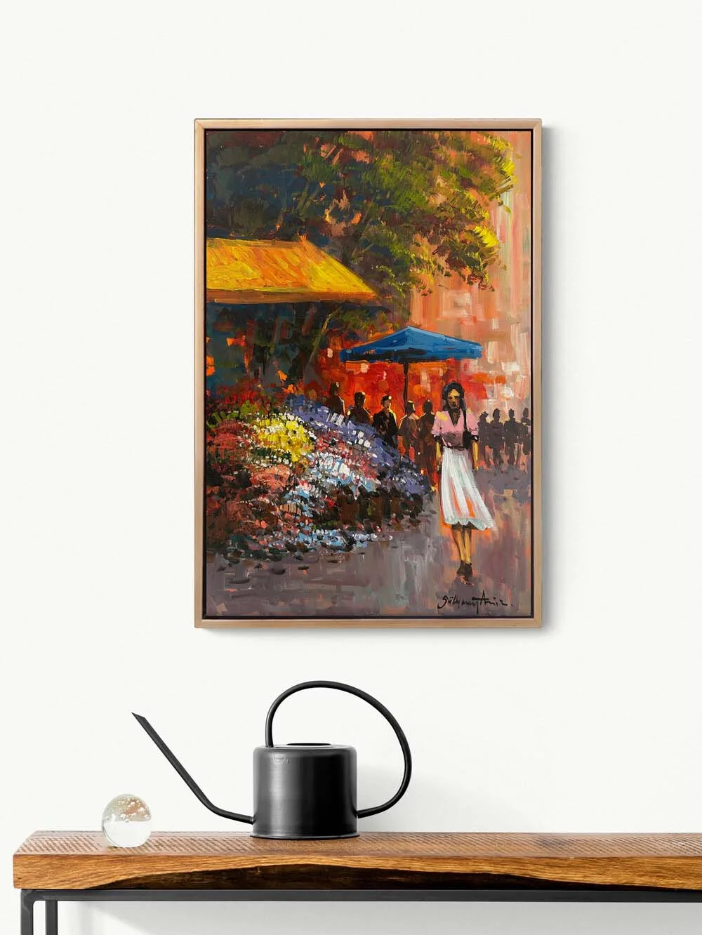 Çiçekçilerin Arasında Yağlı Boya Tablosu