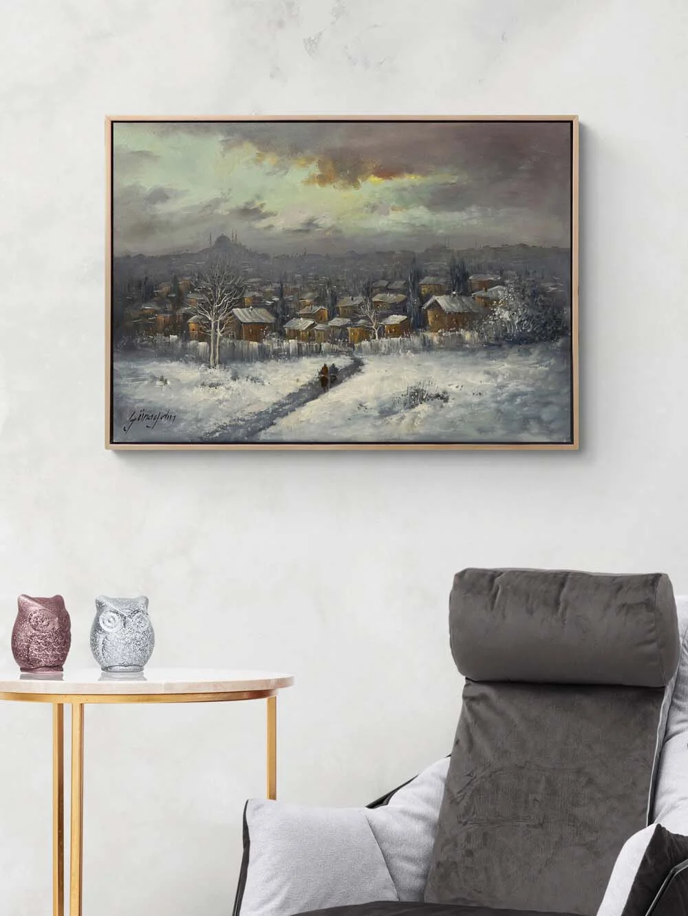Silent Istanbul in Snow Oil Painting