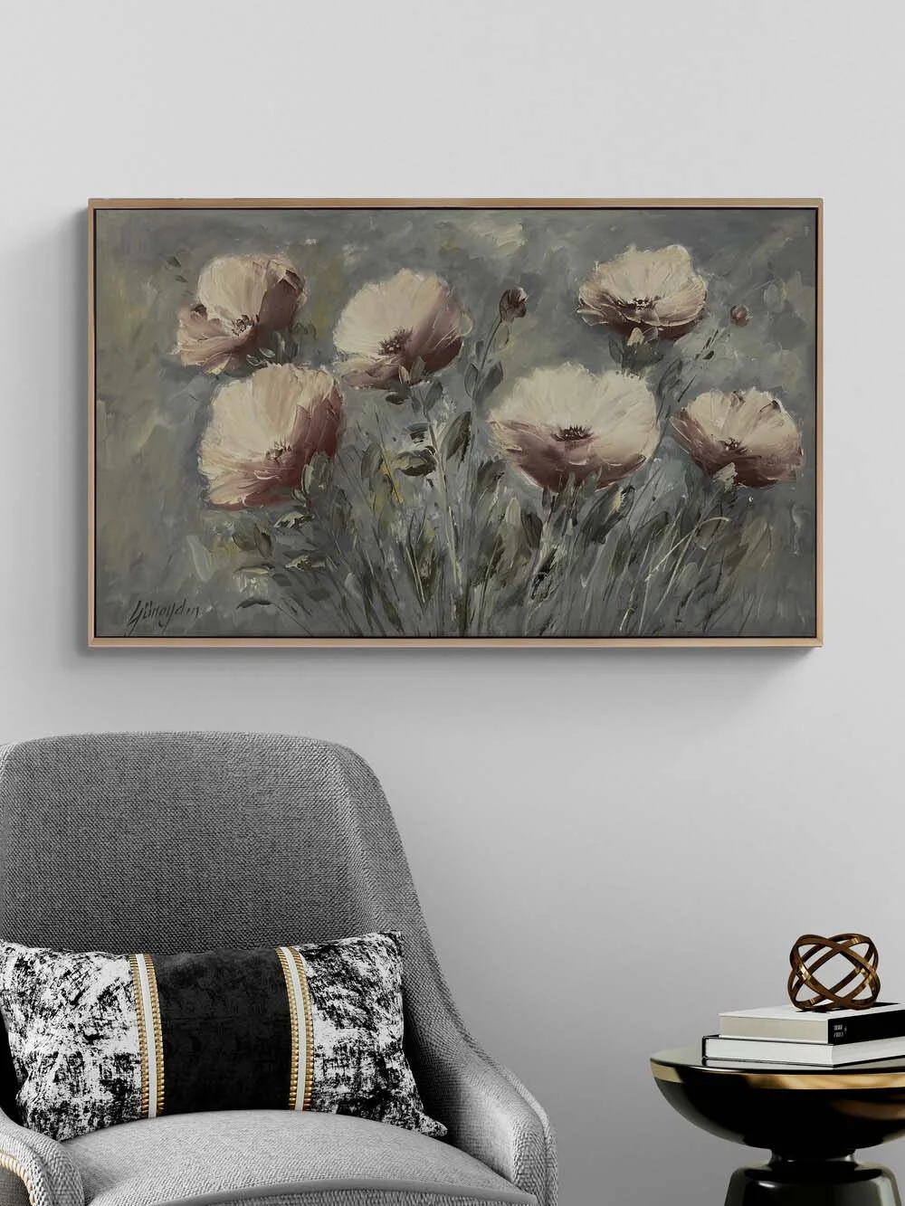 Gölgede Açan Çiçekler Yağlı Boya Tablosu