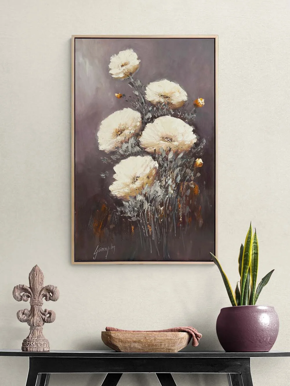 Zamana Açan Çiçekler Yağlı Boya Tablosu