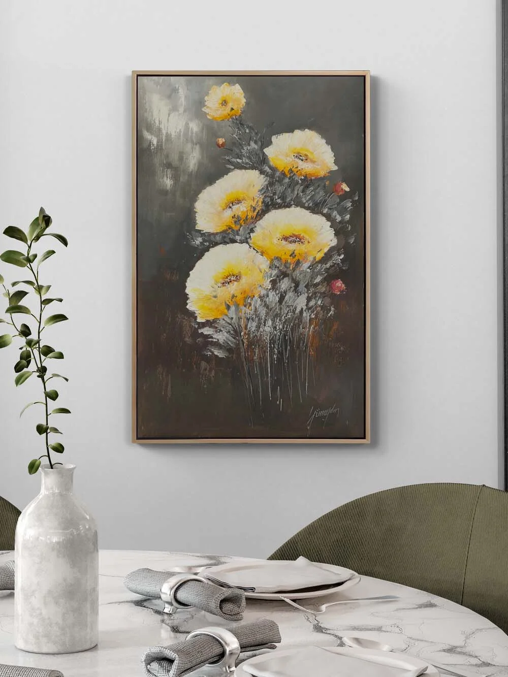 Sabahın Çiçekleri Yağlı Boya Tablosu