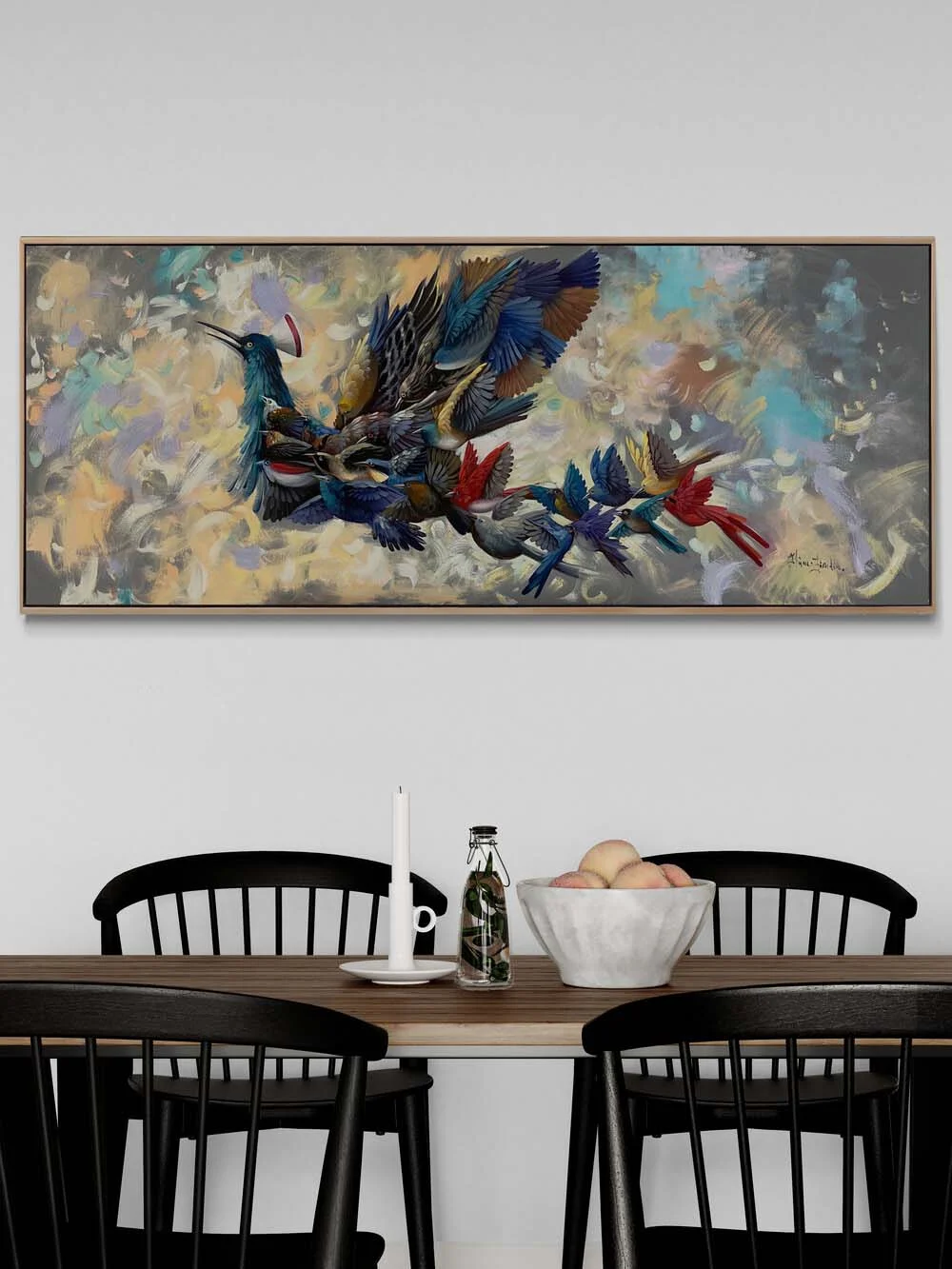 Bir Kuş Bin Renk Yağlı Boya Tablosu