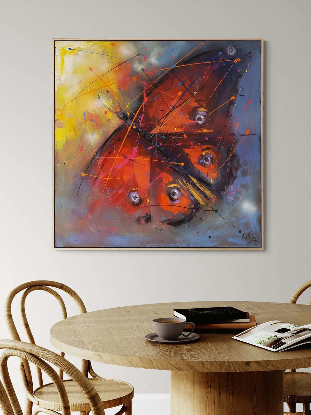 Kırmızı Kelebek Etkisi Yağlı Boya Tablosu