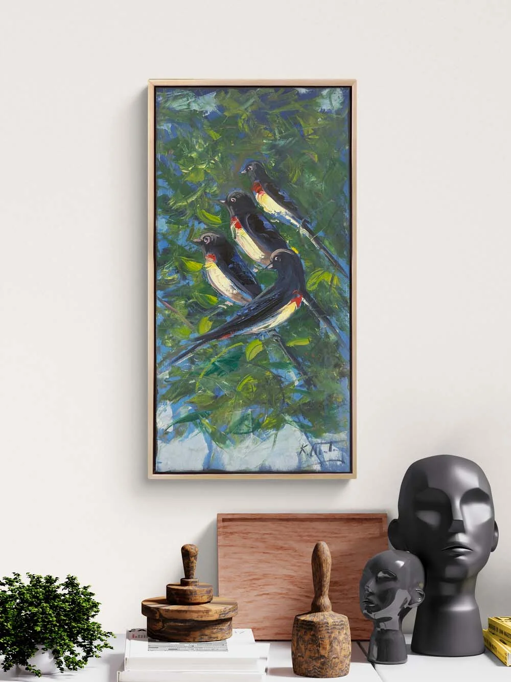 Yeşilliklerde Kanatlar Yağlı Boya Tablosu