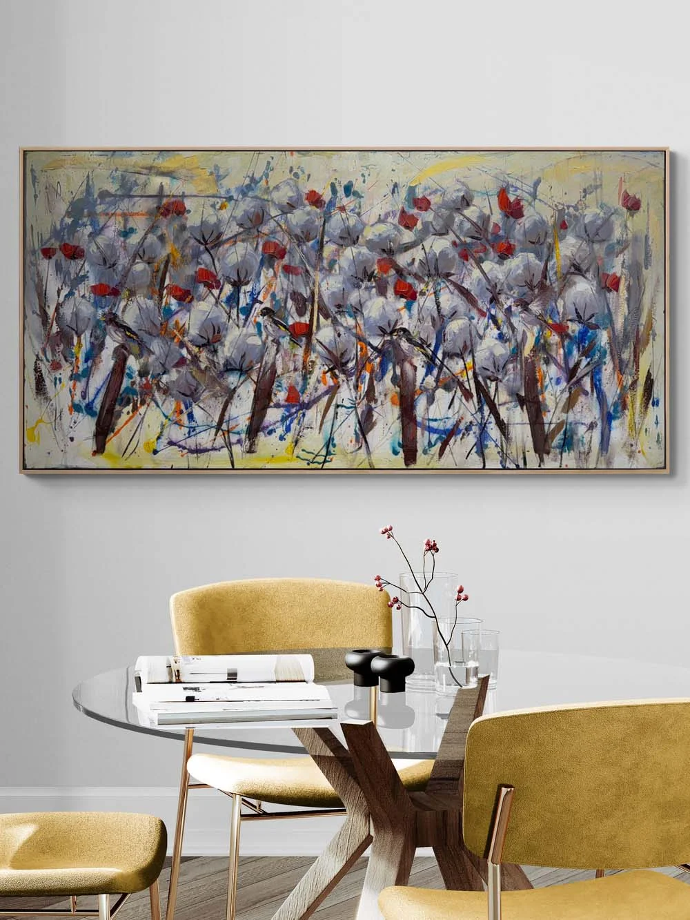 Flowers in the Abstract Field Oil Painting