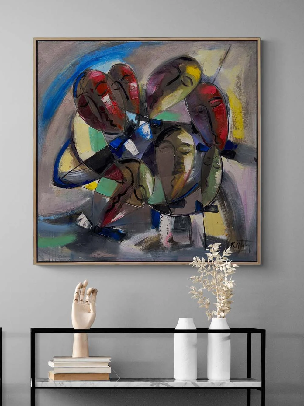 Bekleyen Figürler Yağlı Boya Tablosu