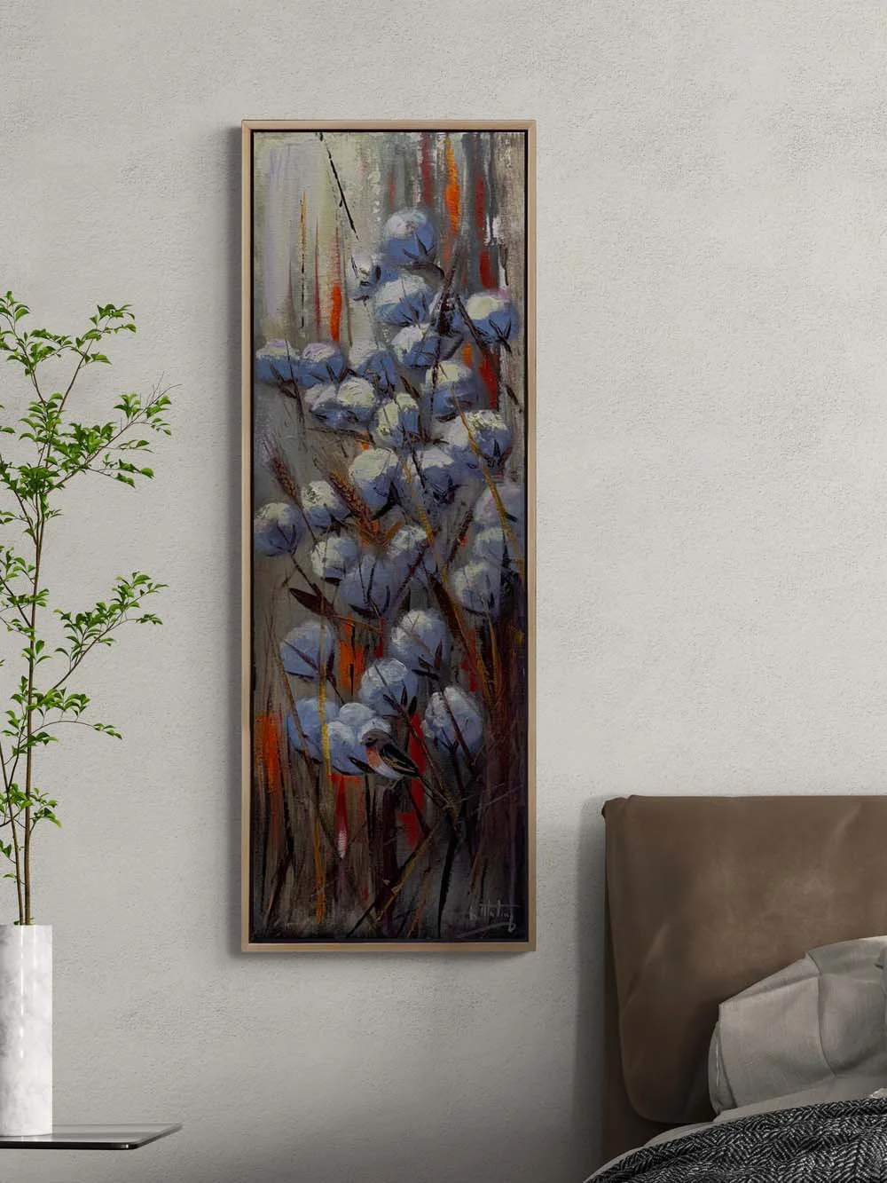 Pamuk Çiçeklerinin Dokusu Yağlı Boya Tablosu