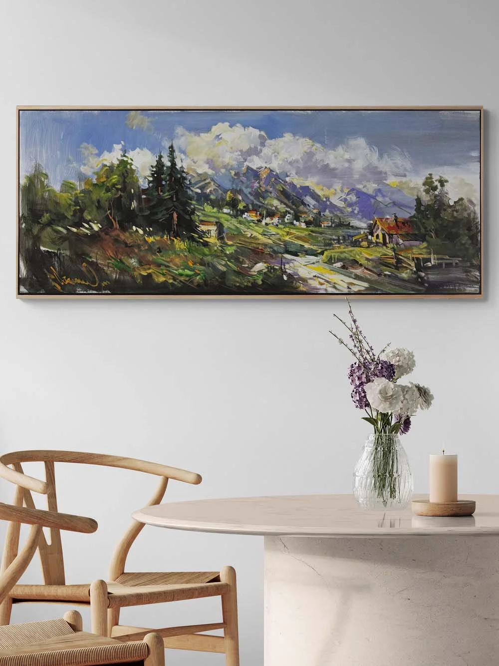 Çayırların Ardında Yağlı Boya Tablosu