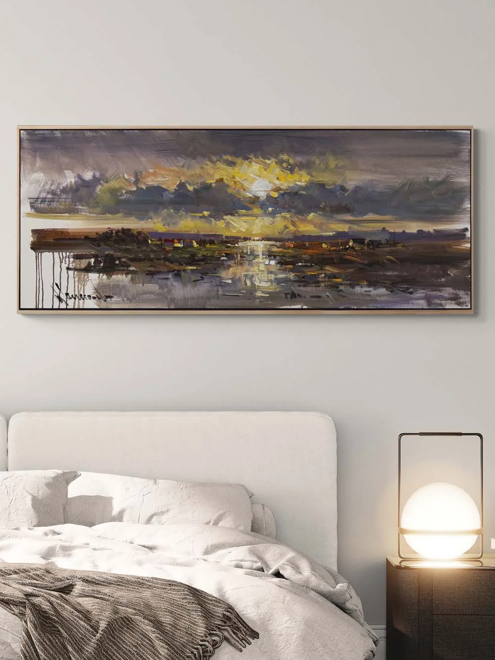 Köyde Gün Doğumu Yağlı Boya Tablosu