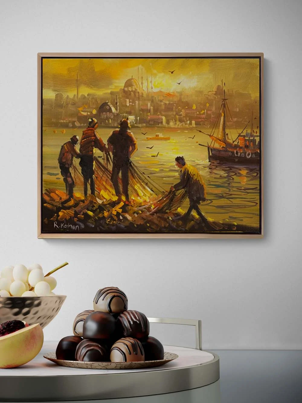 Seher Vakti Balıkçılar Yağlı Boya Tablosu