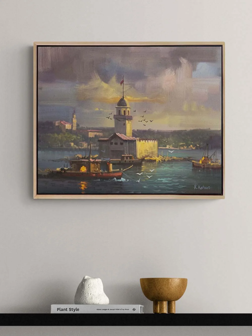 Zamanında Kız Kulesi Yağlı Boya Tablosu