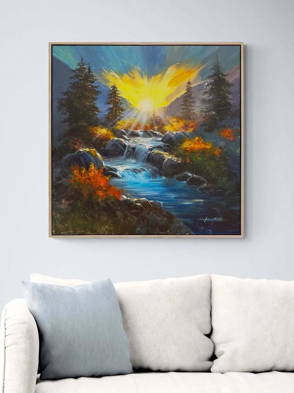 Şelalenin Şarıkısı Yağlı Boya Tablosu