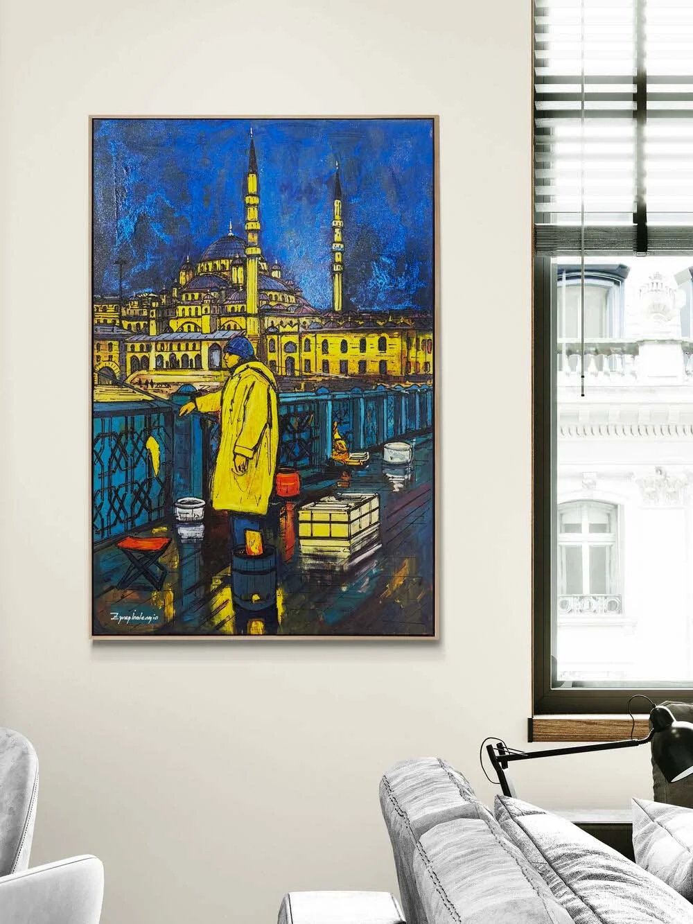 Fisherman in Eminönü Oil Painting