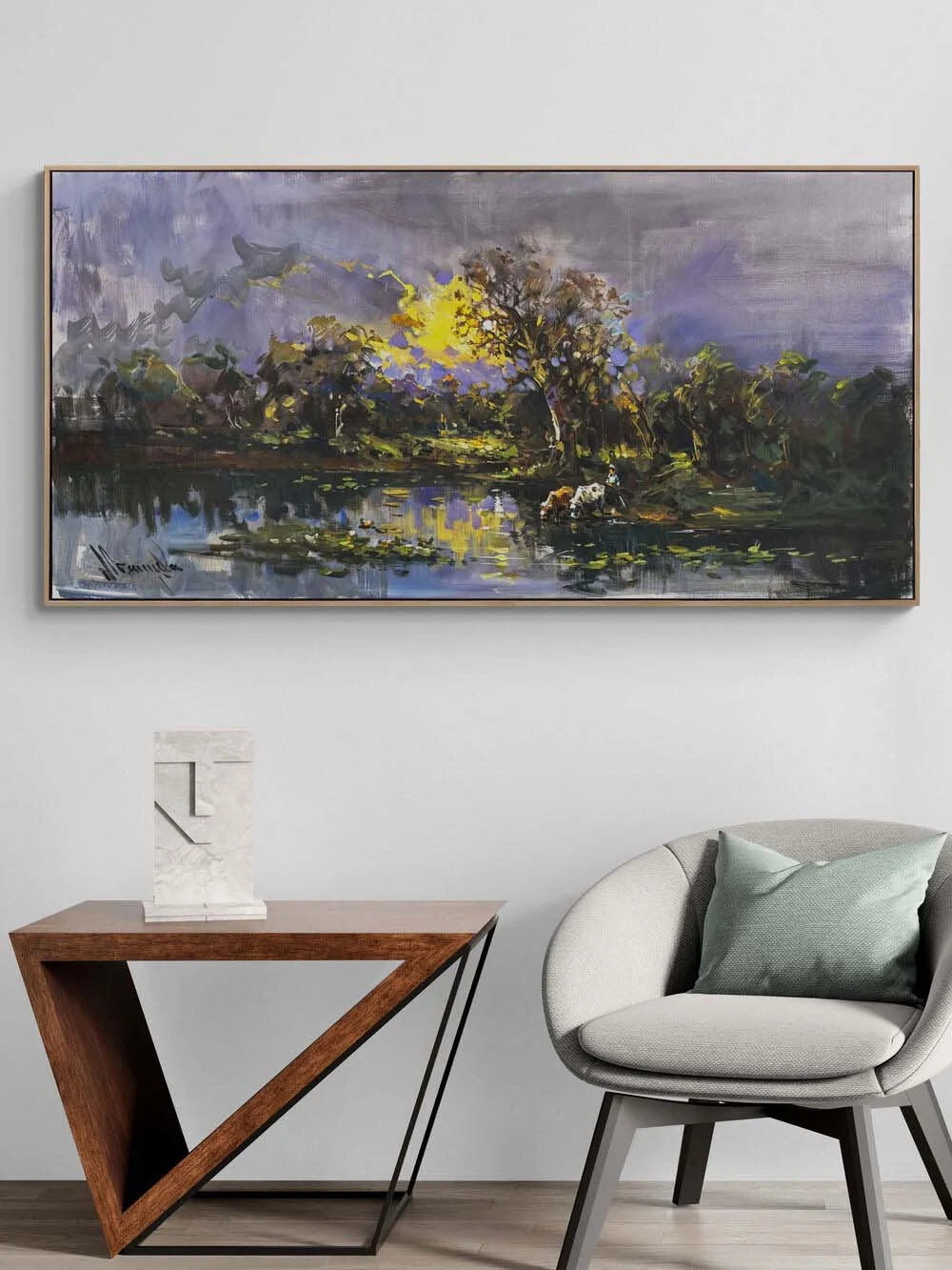 Gölde Bir Akşam Yağlı Boya Tablosu