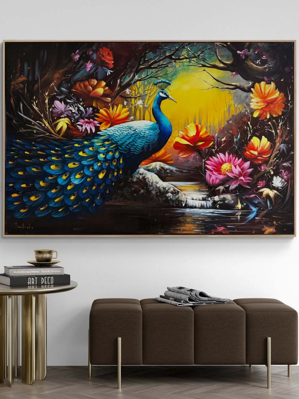 Tavus Kuşunun Gölgesinde Yağlı Boya Tablosu