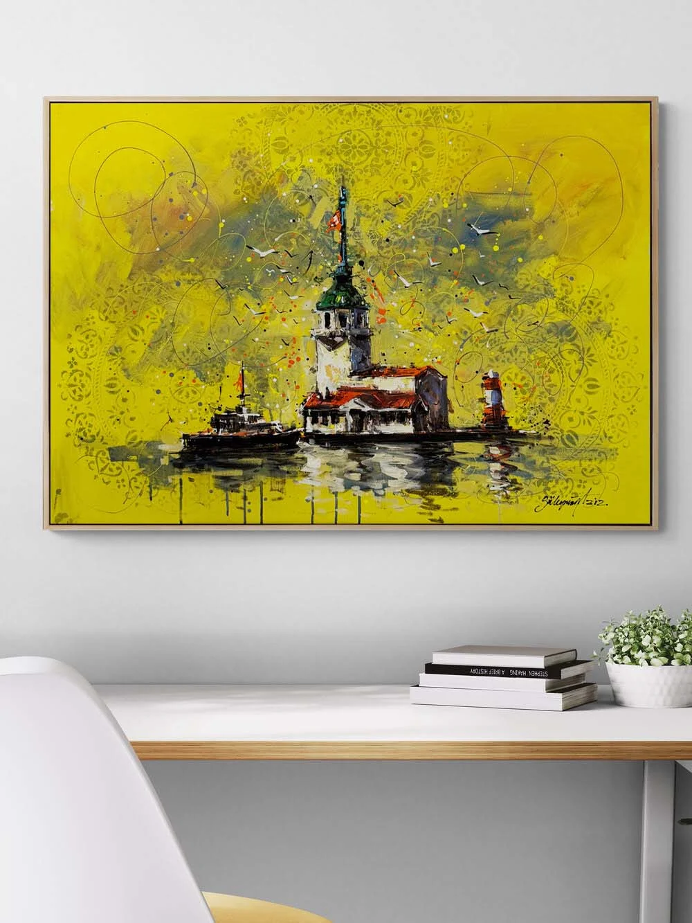 Kız Kulesinde Rüyalar Yağlı Boya Tablosu