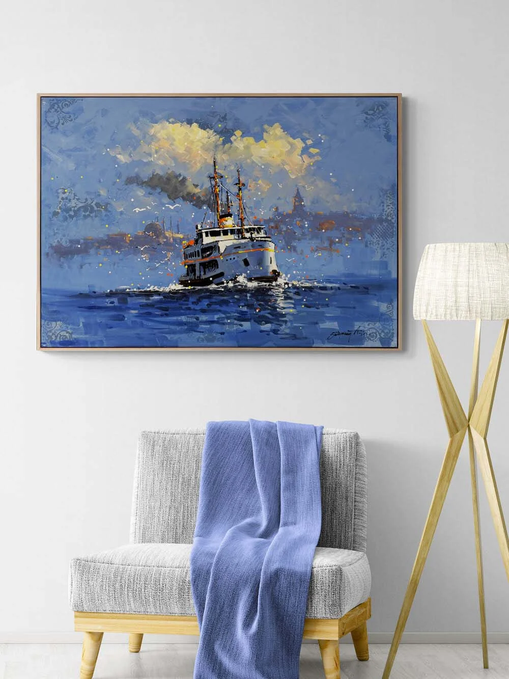 Boğazda Vapur Sefası Yağlı Boya Tablosu