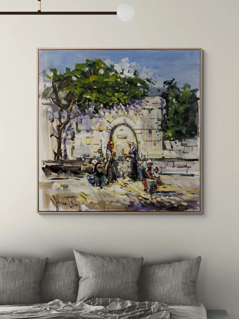 Çeşme Başında Bekleyiş Yağlı Boya Tablosu