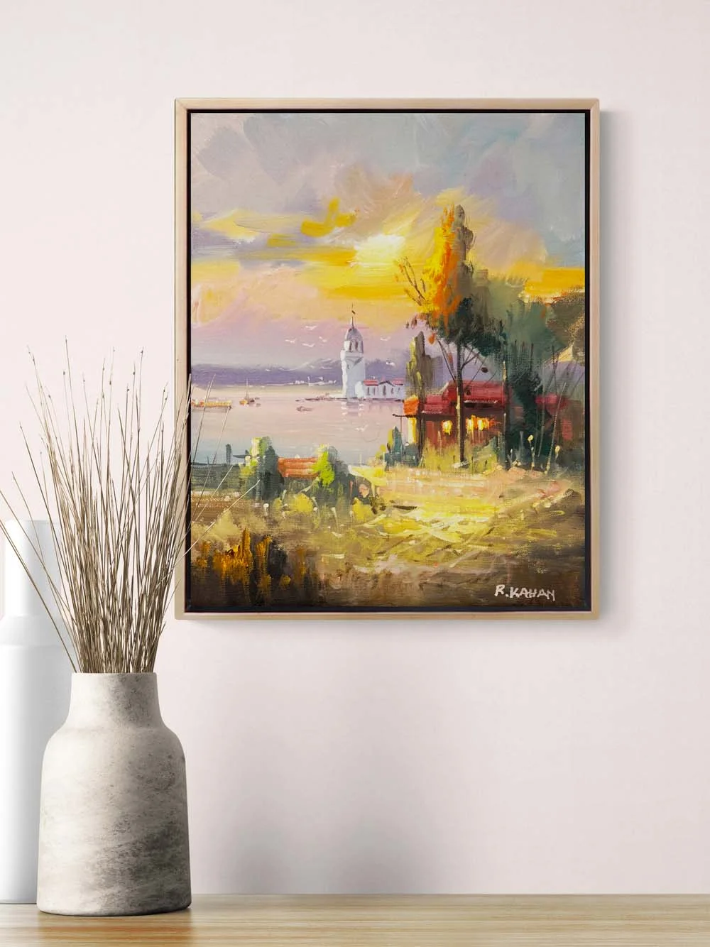 Gün Batarken Kule Yağlı Boya Tablosu