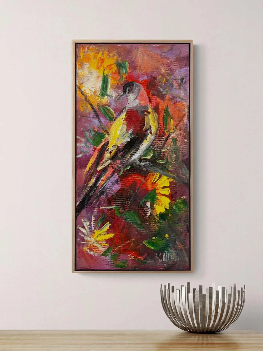 Rengarenk Kuş Yağlı Boya Tablosu