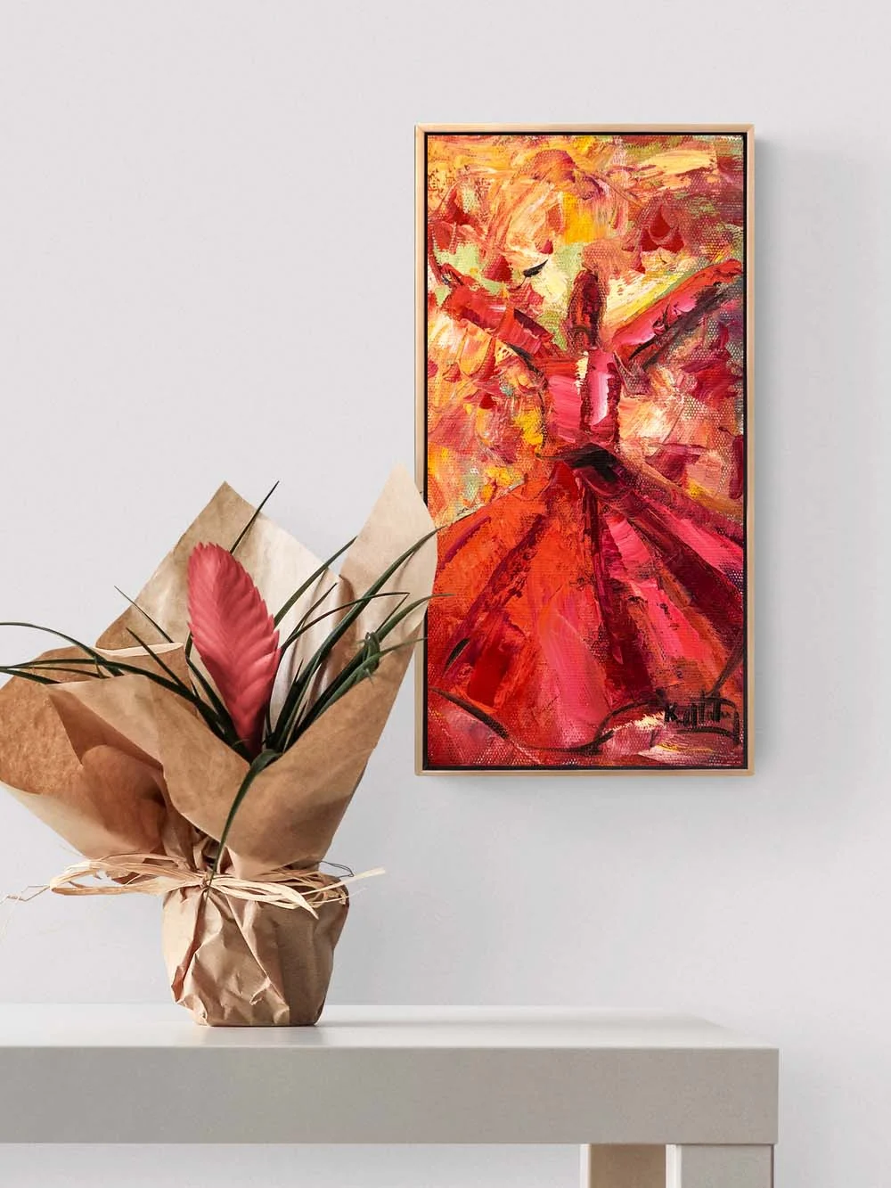 Kırmızı ve Semazen Yağlı Boya Tablosu