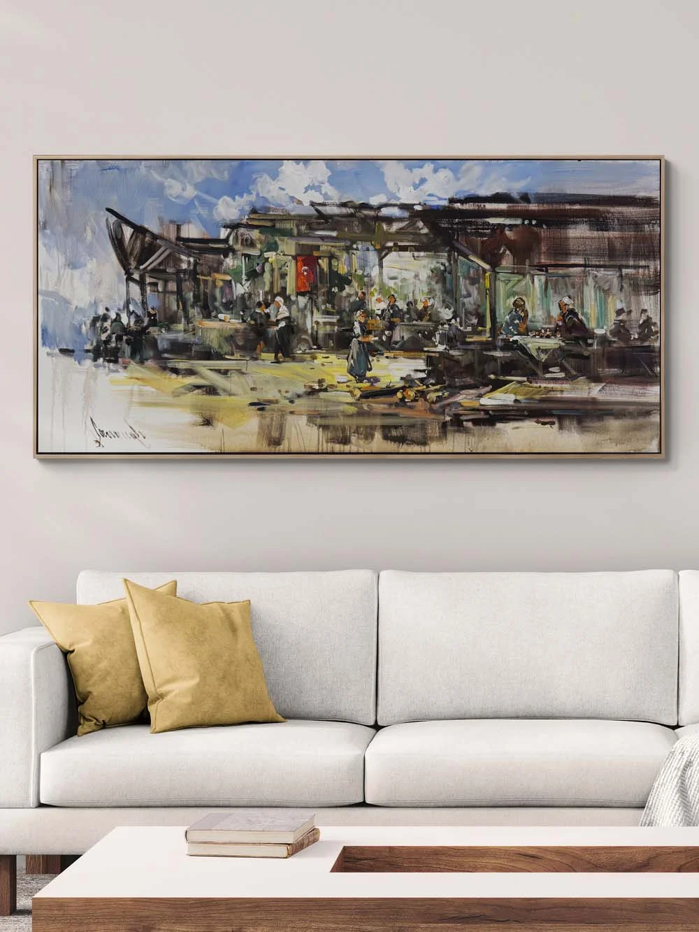 Köy Kahvesinde Yağlı Boya Tablosu