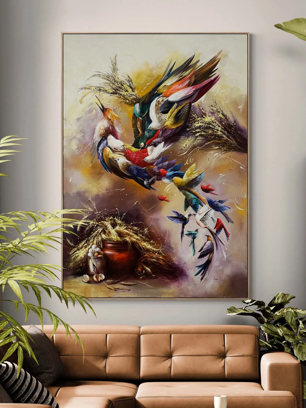 Uyanan Simurg Kanatları Yağlı Boya Tablosu