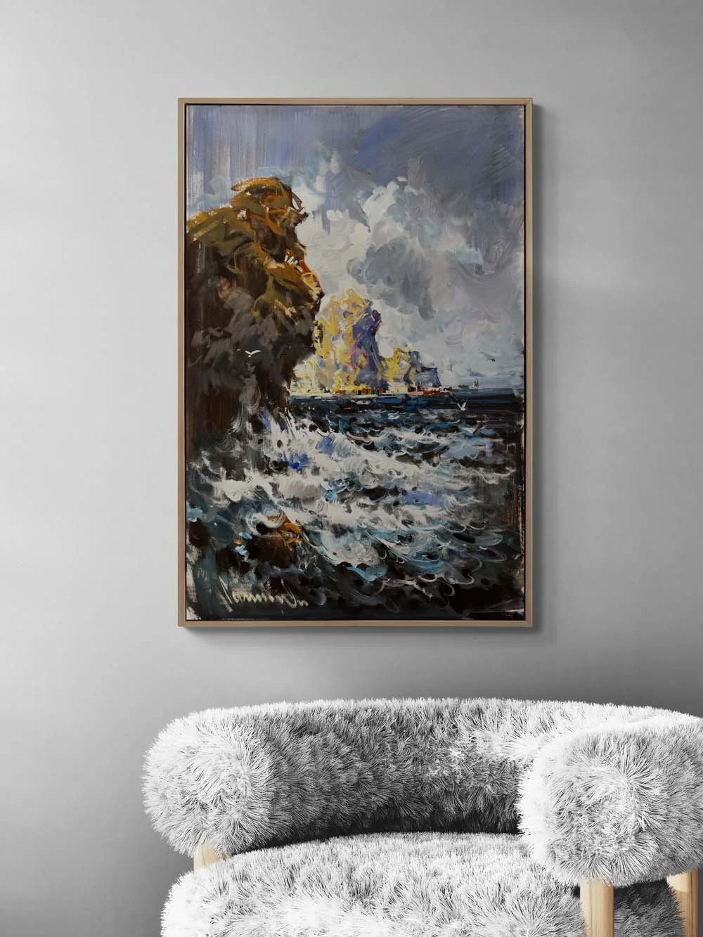 Kayalara Vuran Öfke Yağlı Boya Tablosu