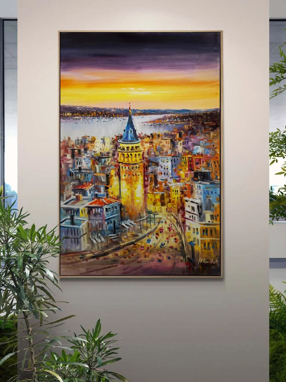 Gecenin Işığında İstanbul Yağlı Boya Tablosu