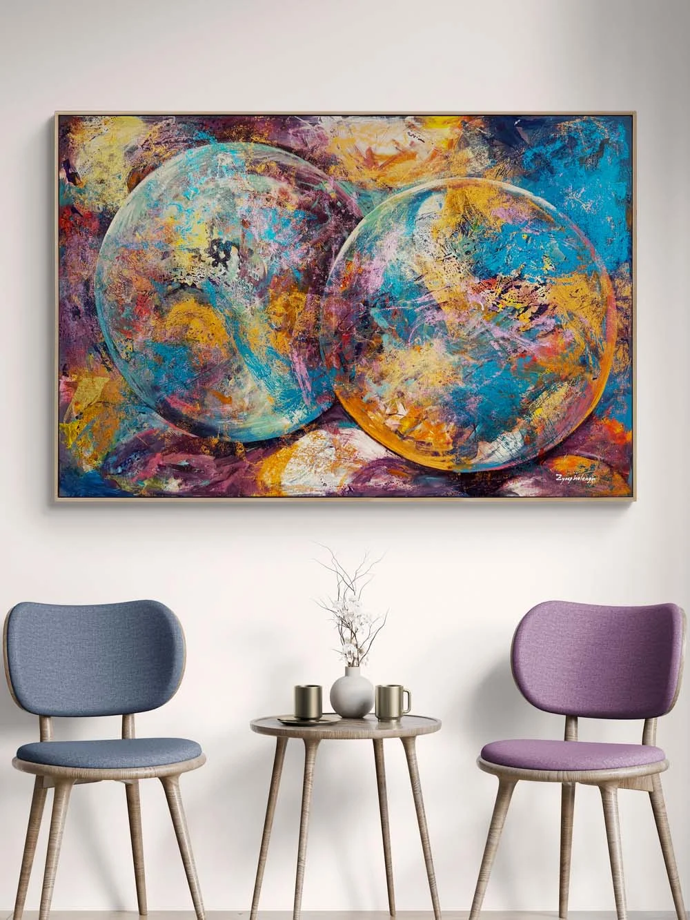 Renklerin Arasında Küreler Yağlı Boya Tablosu