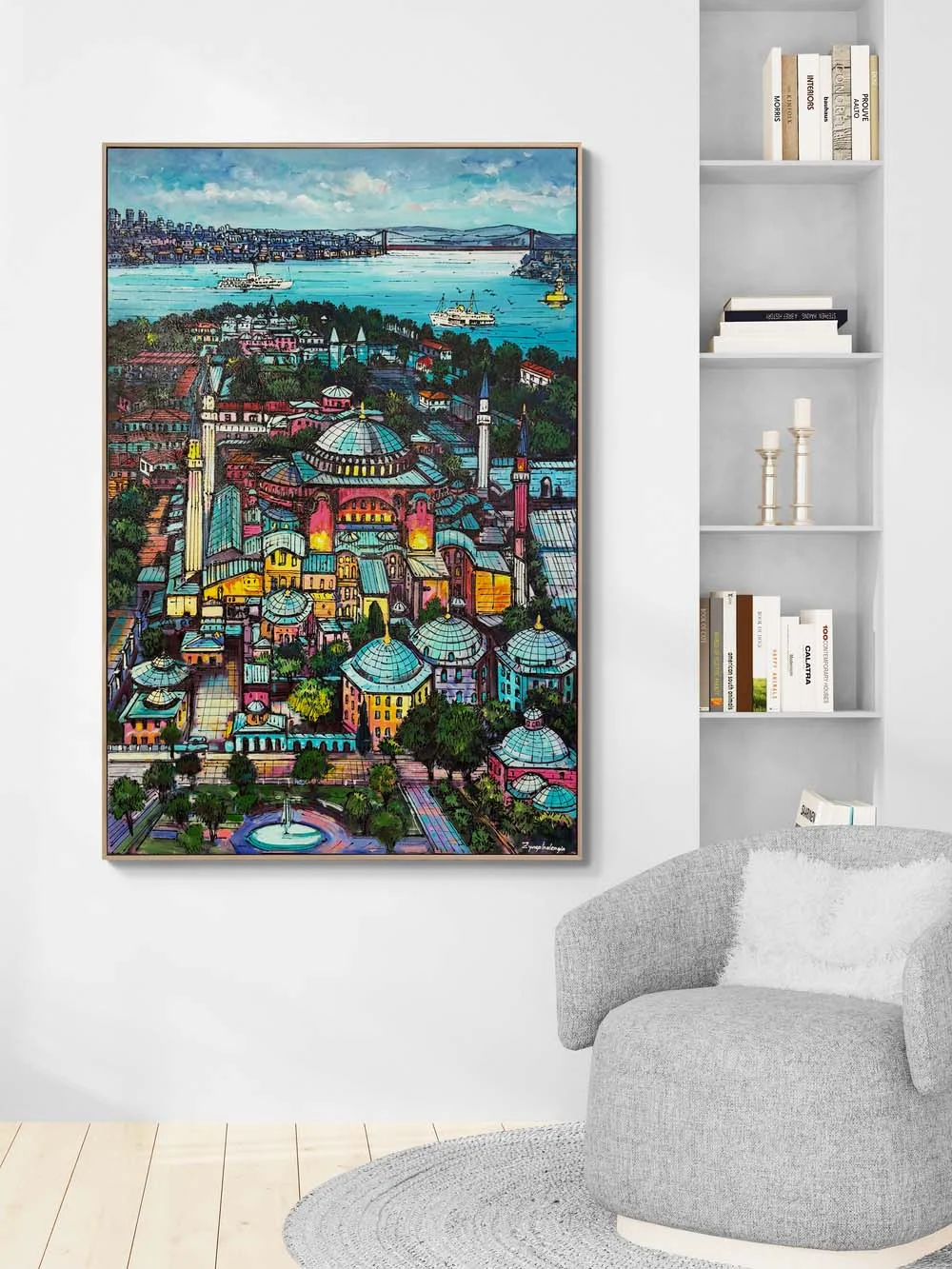 Kuşbakışı Ayasofya Cami Yağlı Boya Tablosu