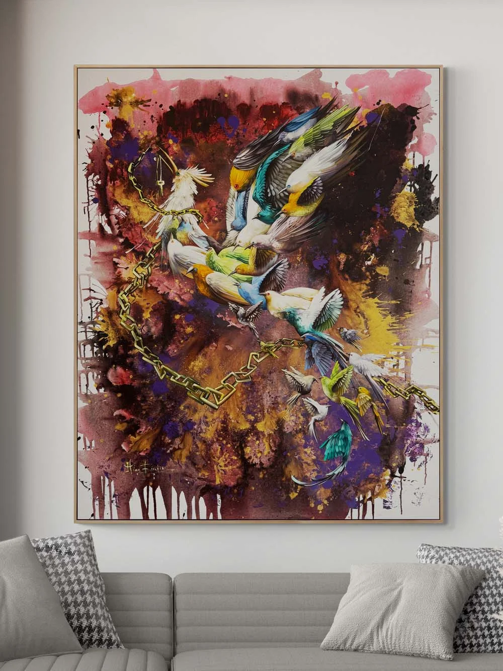 Kanatların Buluşması Simurg Yağlı Boya Tablosu