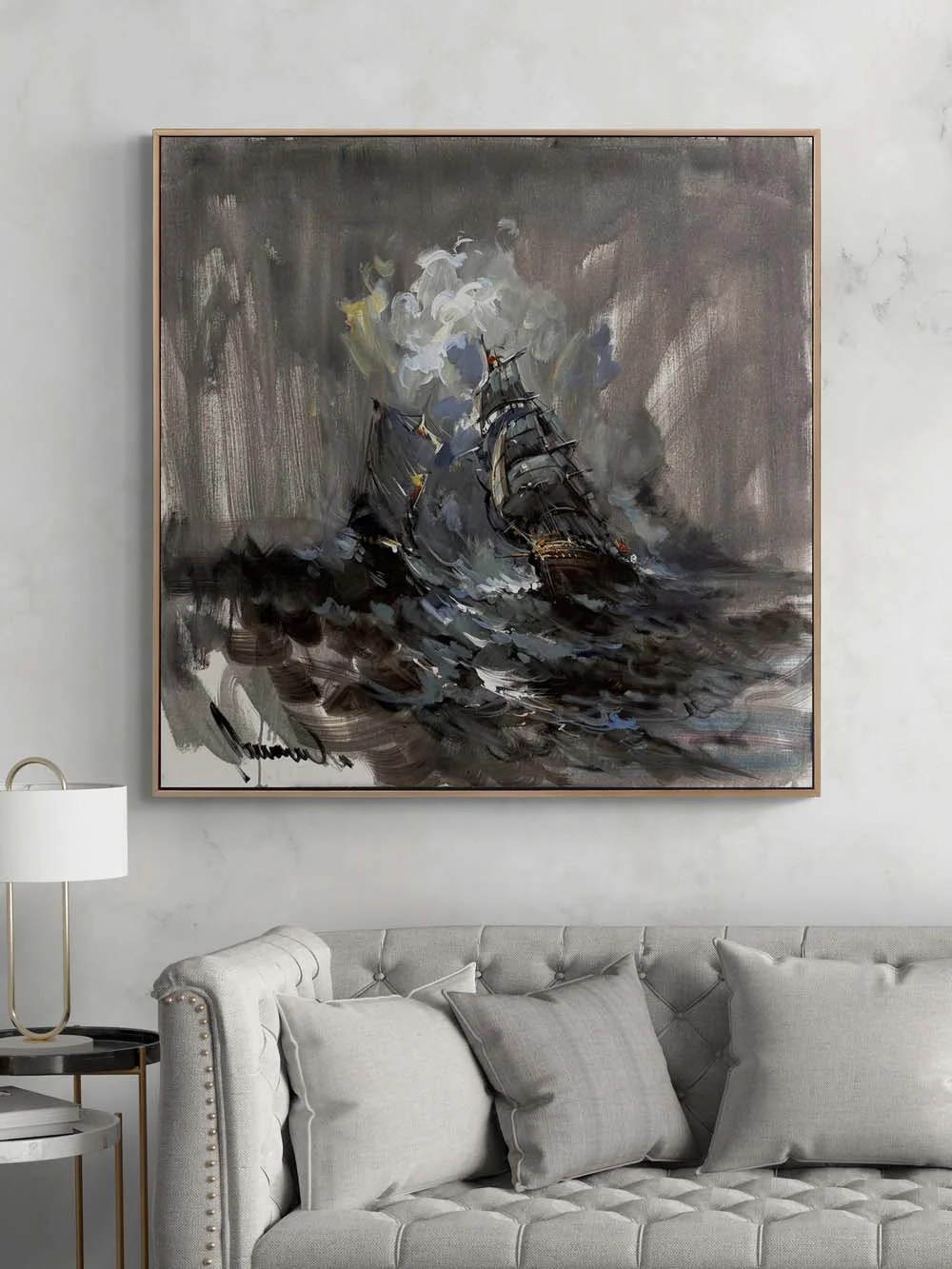 Rüzgarın Peşinde Yelkenli Yağlı Boya Tablosu