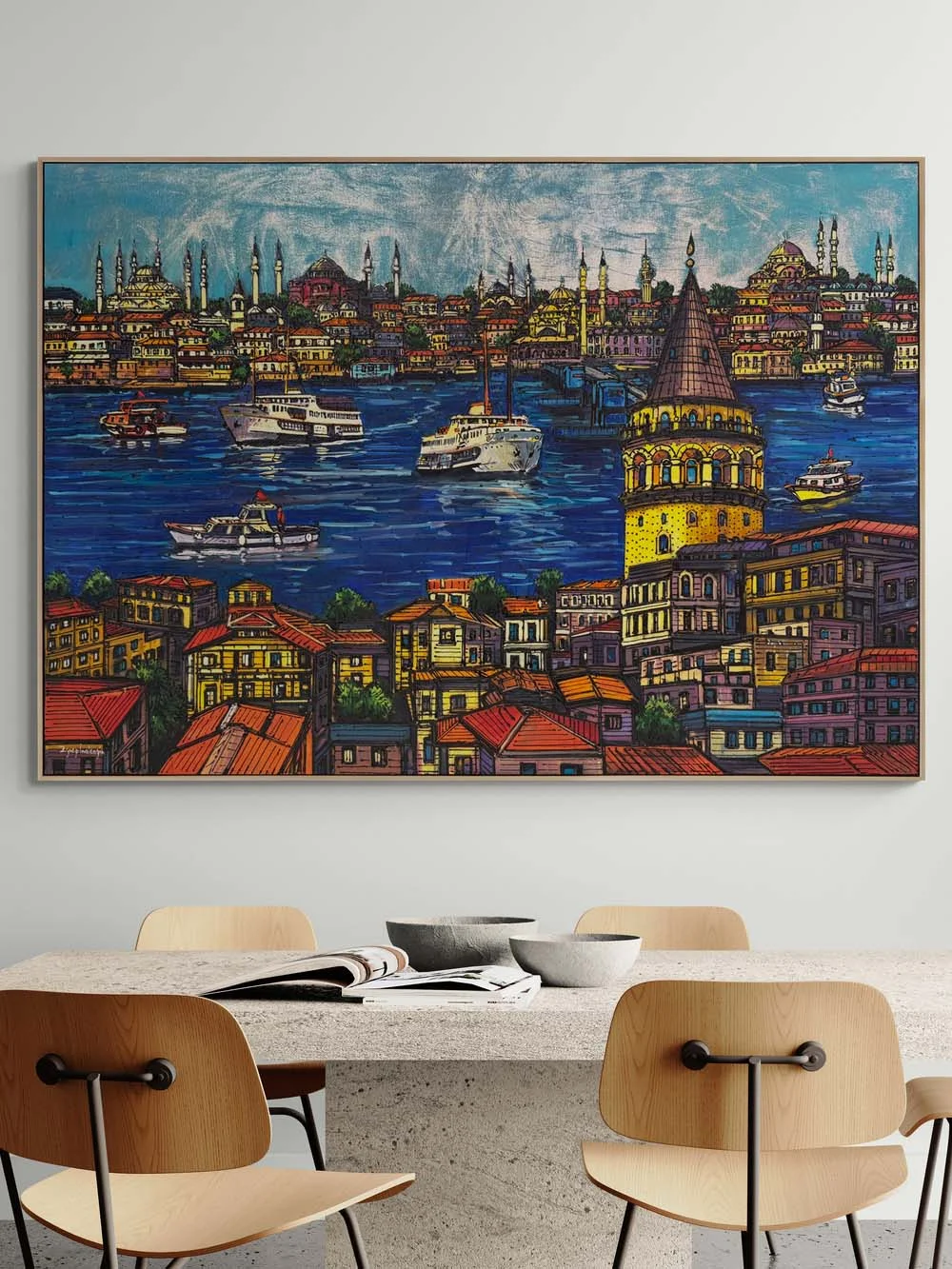 Haliç’te Sessiz Şehir Yağlı Boya Tablosu
