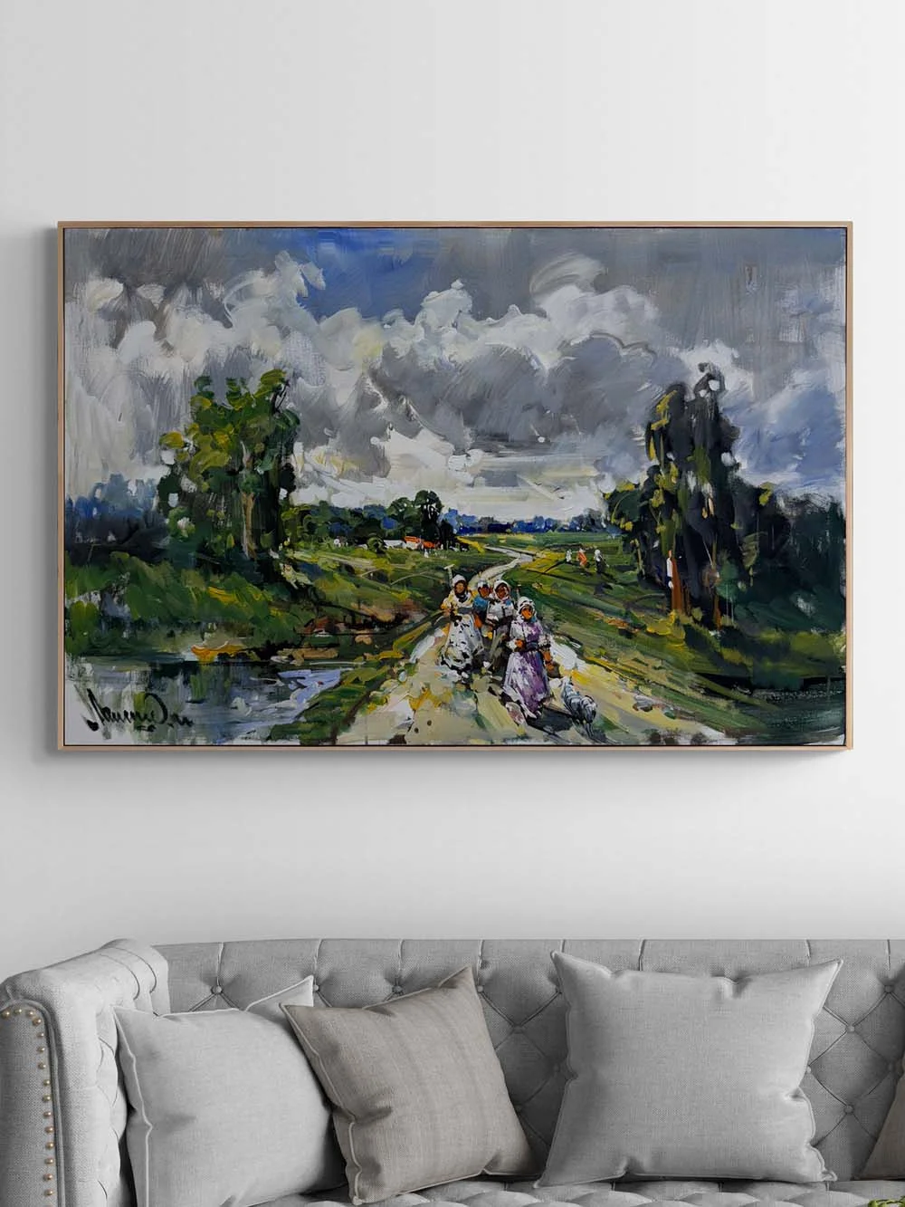 Köyde Akşamüstü Yağlı Boya Tablosu