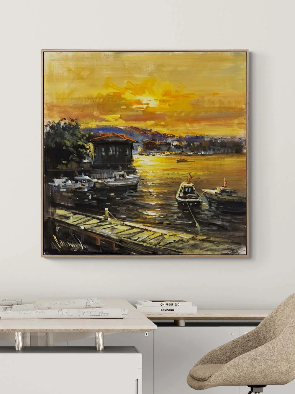 A Day from Çengelköy Pier Oil Painting