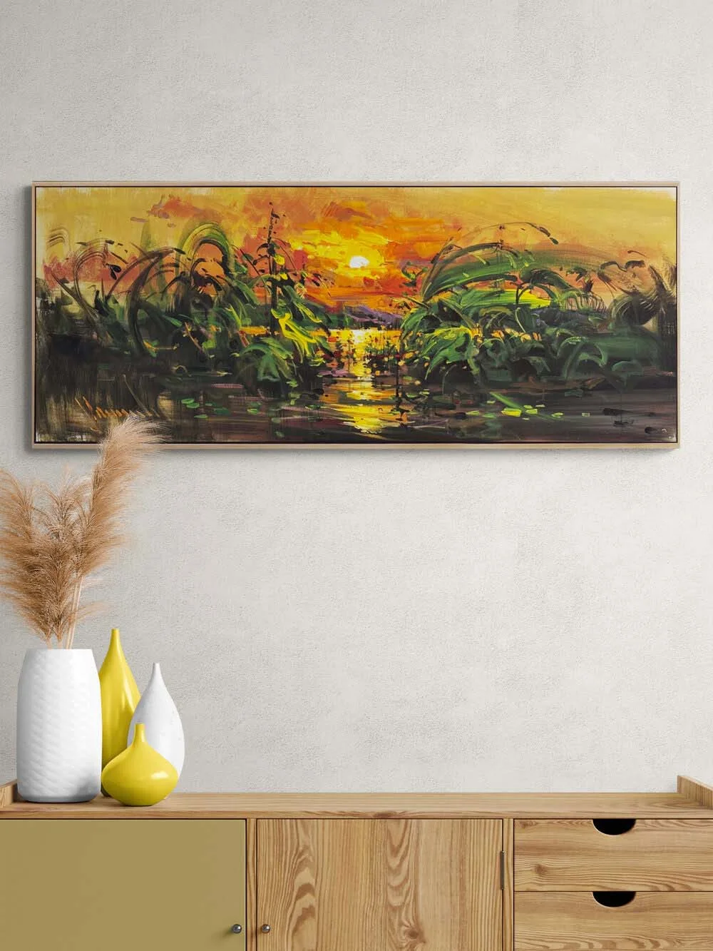 Nehir ve Işık Yağlı Boya Tablosu