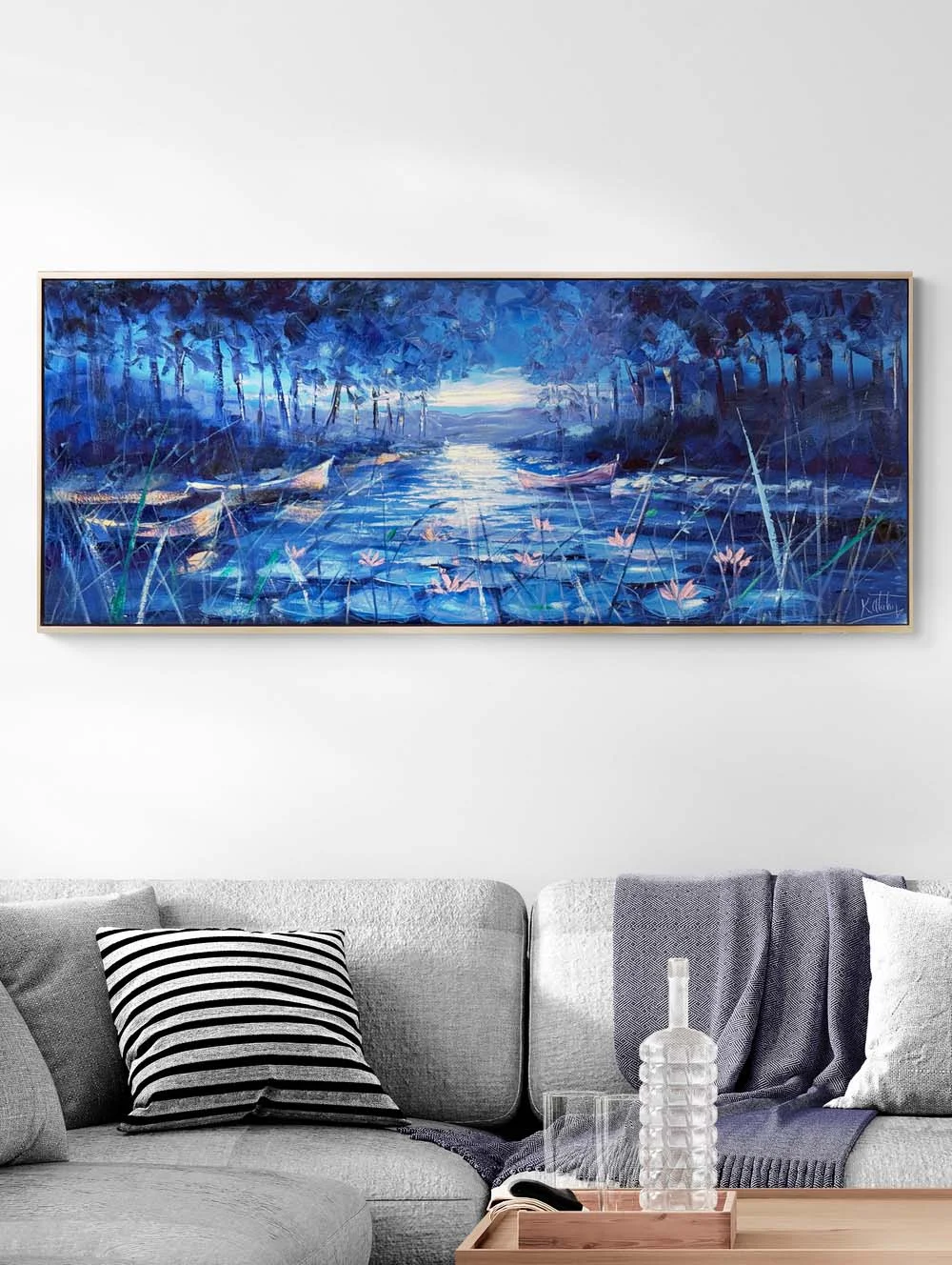 Lilies in the Moonlight Oil Painting