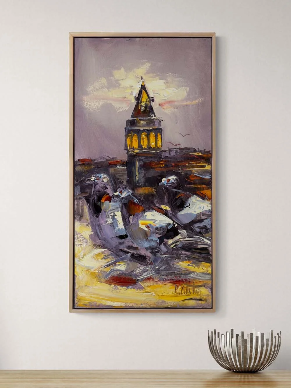 Güvercinlerin Şehri Yağlı Boya Tablosu