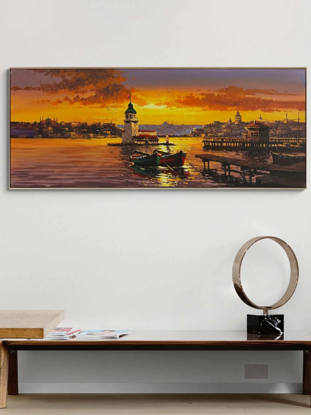 Kız Kulesinde Akşam Şarkısı Yağlı Boya Tablosu