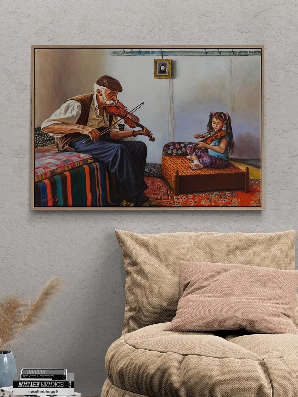 Dededen Kıza Melodi Yağlı Boya Tablosu