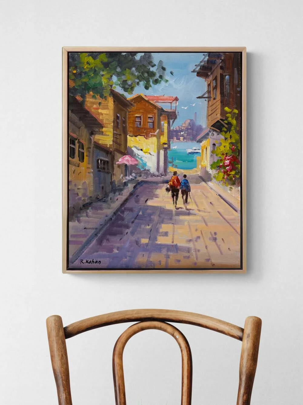 Boğazın Sokakları Yağlı Boya Tablosu