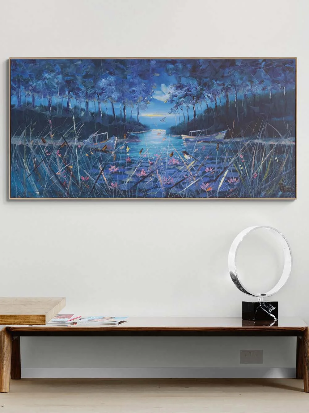 Nilüferli Gece Yağlı Boya Tablosu