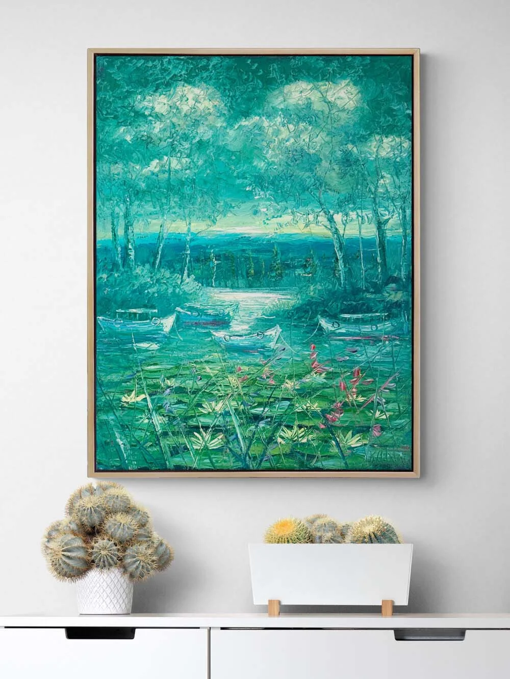 Doğanın Yansıması Nilüferler Yağlı Boya Tablosu