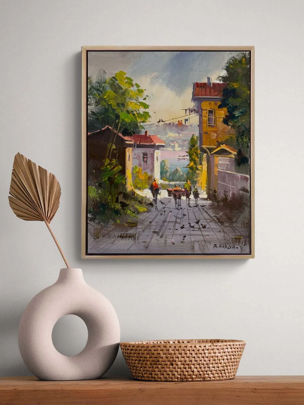 Yokuşta Işık Yağlı Boya Tablosu