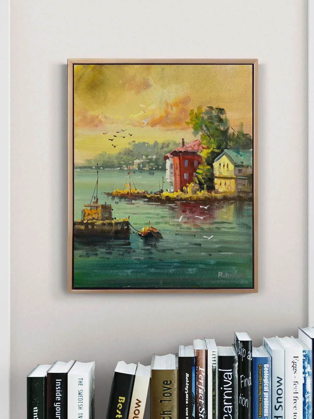 Güneşe Doğru Yalılar Yağlı Boya Tablosu